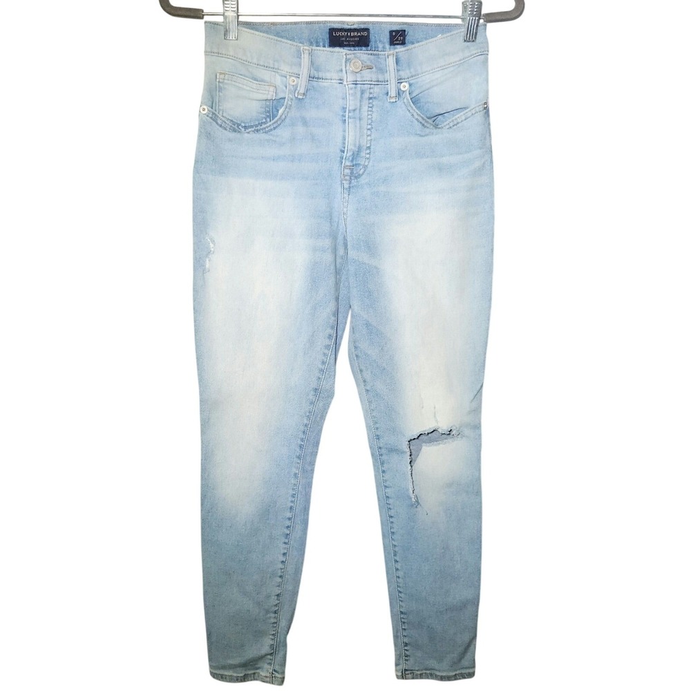 Lucky Brand Mid Rise Ava Skinny Jeans Light Wash Distressed Ankle 8/29 7WD11509 - Picture 2 of 11